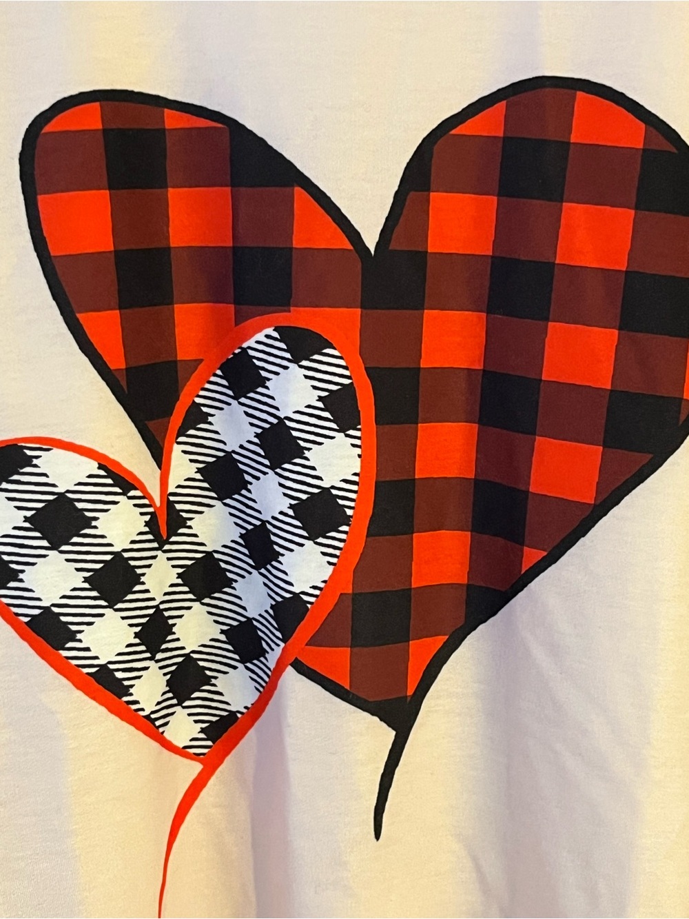 Plaid Heart Raglan Long Sleeve Top - Red & Black Hearts - Picture 3 of 6